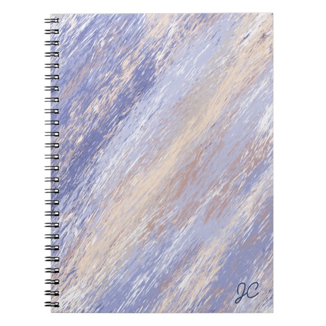 Cuaderno Brotes de pintura azul y beige desordenados (Frente)