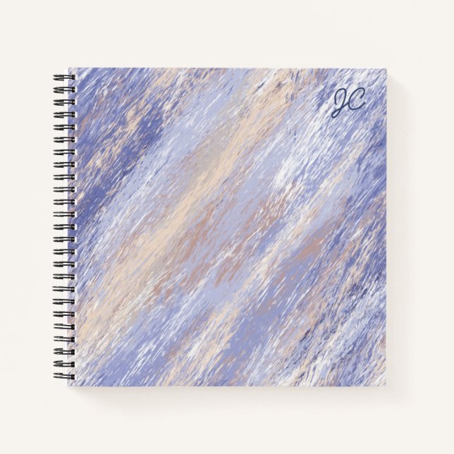 Cuaderno Brotes de pintura azul y beige desordenados (Anverso)
