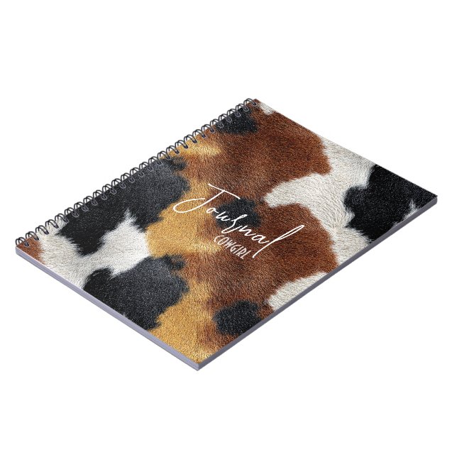 Cuaderno Brown black and white cowhide texture throw pillow (Lado Izquierdo)