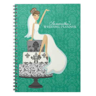 Cuaderno Brown Haired Bride en el Pastel de Boda {emerald}