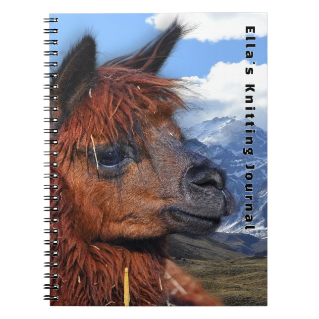 Cuaderno Brown Llama Andes Mountains Personalized (Frente)