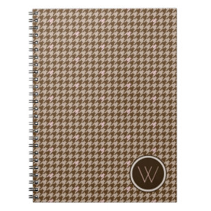 Cuaderno Brown with Rose Gold Accent Houndstooth Notebook