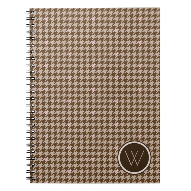Cuaderno Brown with Rose Gold Accent Houndstooth Notebook (Frente)