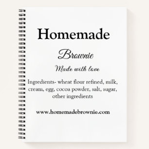 Cuaderno Brownie casero hecho con amor agregar texto sitio 