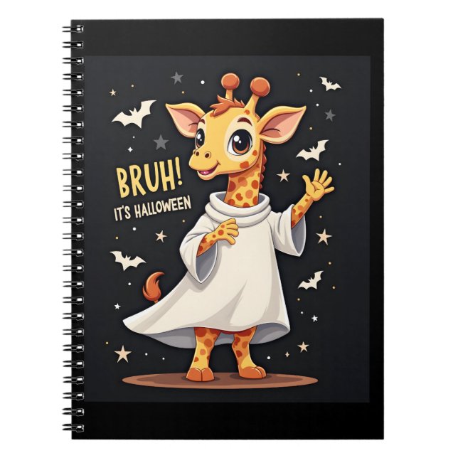 Cuaderno Bruh Es Halloween Divertido Giraffe Fantasma Dabbi (Frente)