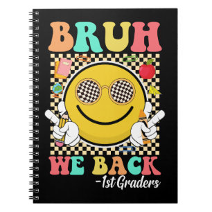 Cuaderno Bruh We Back 1er Graders Cute Smile Face Groovy