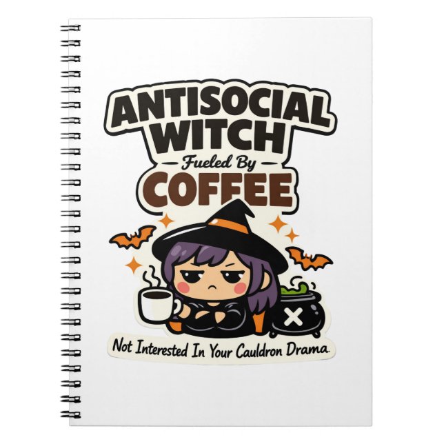 Cuaderno Bruja Antisocial Café Halloween (Frente)