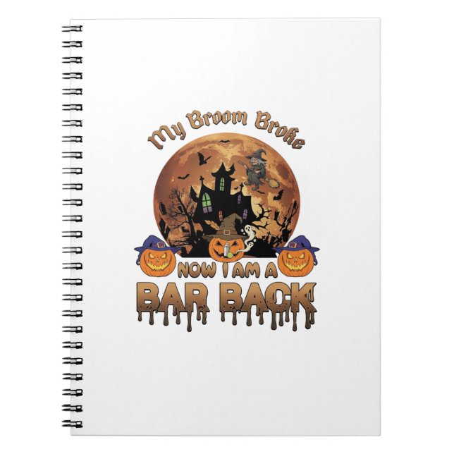Cuaderno Bruja Casa Embrujada Halloween Trasera Barra Destr (Frente)