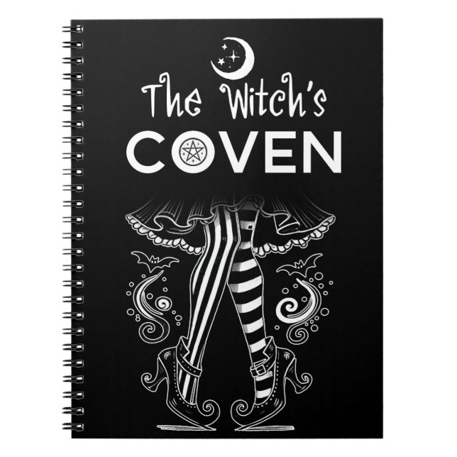 Cuaderno Bruja Coven Bruja Piernas Negro y Blanco Halloween (Frente)