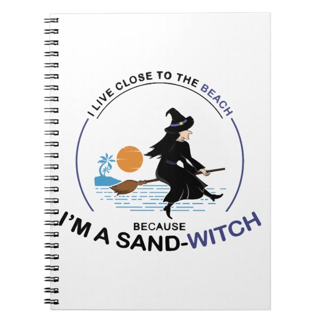 Cuaderno Bruja de arena de playa para la fiesta de Hallowee (Frente)