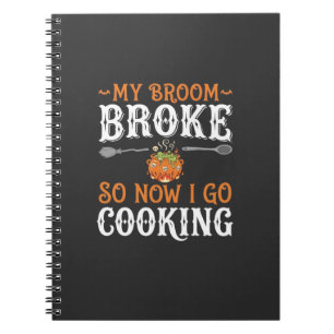 Cuaderno Bruja de Halloween Cocina Escoba Rota Diseño_1