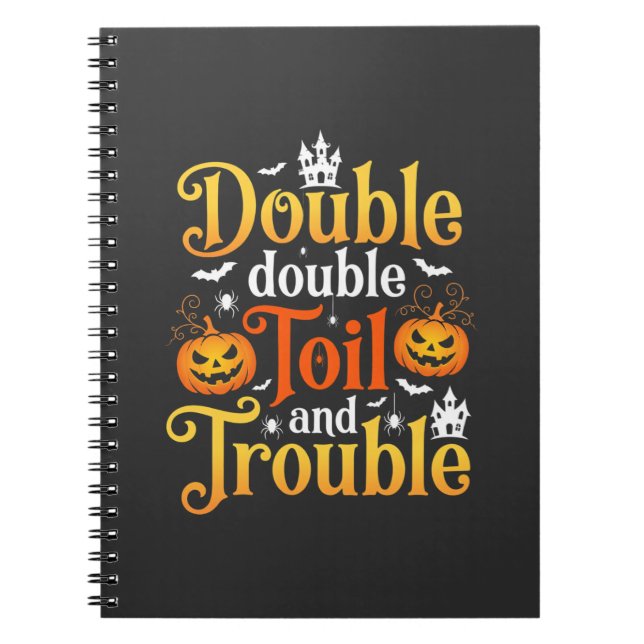 Cuaderno Bruja de Halloween Doble Doble Trabajo y Problema (Frente)