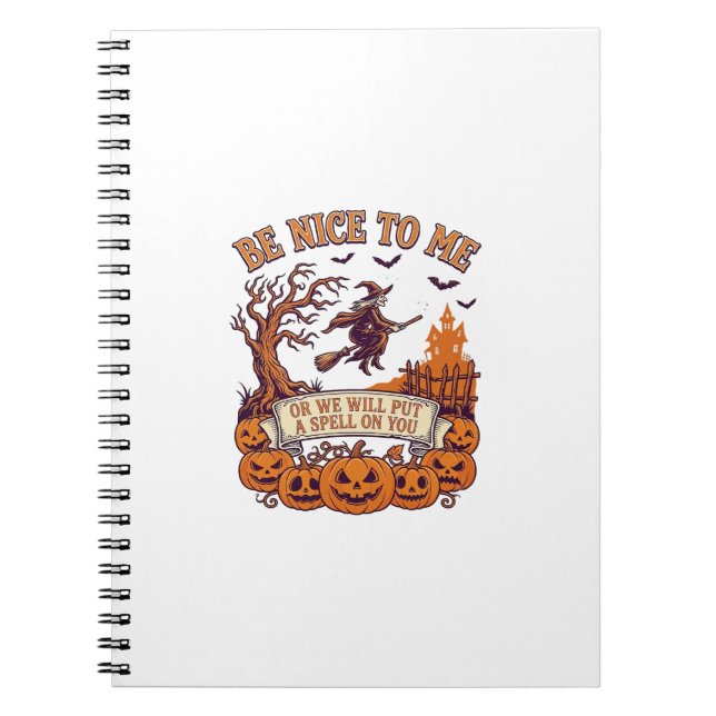 Cuaderno Bruja de Halloween Escoba Calabazas_1 (Frente)