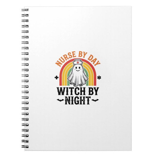 Cuaderno Bruja De Noche Enfermera De Día Diseño De Fantasma (Frente)
