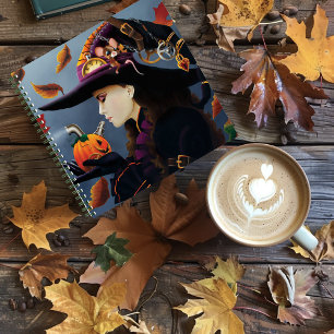 Cuaderno Bruja de Otoño Steampunk Sombrero de Relojería de 