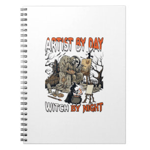 Cuaderno Bruja del día del artista Noche de Halloween Pinto