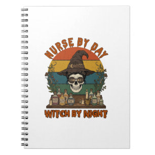 Cuaderno Bruja Día Enfermera Noche Halloween Calaveras Poci