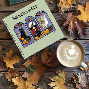 Cuaderno Bruja gótica gato negro búho Halloween Art Nouveau