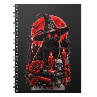 Cuaderno Bruja Gótica Gato Negro Vela Calavera Halloween De