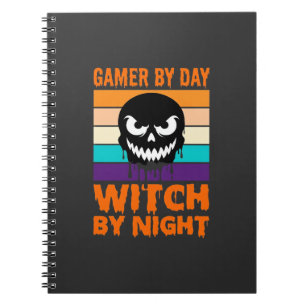 Cuaderno Bruja Jugadora Calavera Retro Halloween
