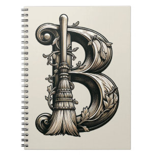 Cuaderno Bruja Mala Escoba Mágica Letra B Grimoire Inicial