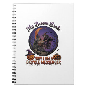 Cuaderno Bruja Mensajera En Bicicleta Rompe Escoba Luna De