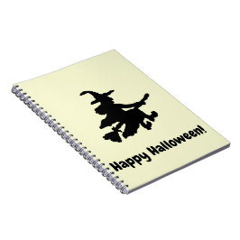 Cuaderno Bruja Negra sobre Amarillo - Feliz Halloween