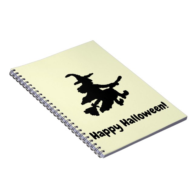 Cuaderno Bruja Negra sobre Amarillo - Feliz Halloween  (Lado Derecho)