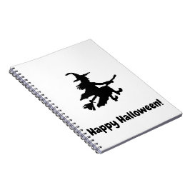 Cuaderno Bruja Negra sobre Blanco - Feliz Halloween