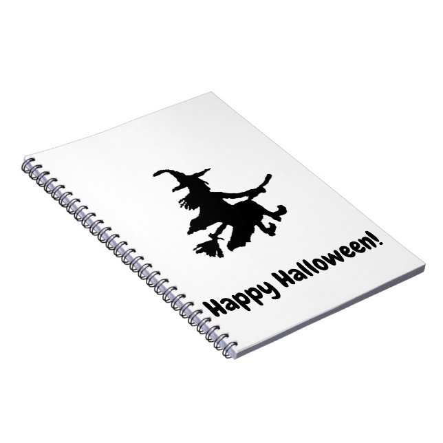 Cuaderno Bruja Negra sobre Blanco - Feliz Halloween  (Lado Derecho)