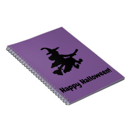Cuaderno Bruja Negra sobre Morado - Feliz Halloween
