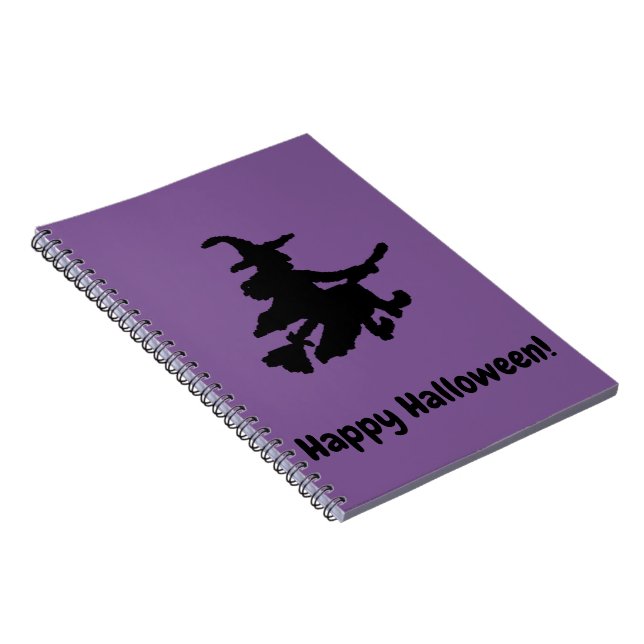Cuaderno Bruja Negra sobre Morado - Feliz Halloween  (Lado Derecho)