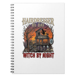 Cuaderno Bruja Noche Salón Halloween Día Peluquero Calavera