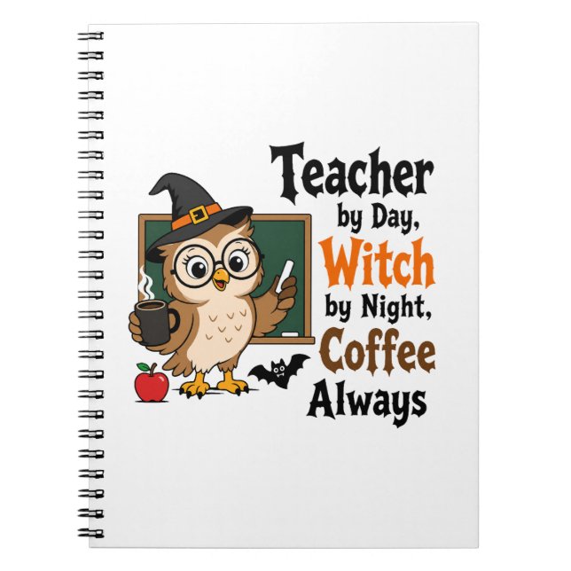 Cuaderno Bruja Profesora Halloween Café Divertido Profesora (Frente)