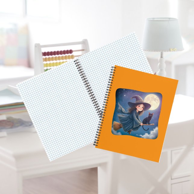 Cuaderno Bruja suave con bloc de notas de espiral de gato (Subido por el creador)