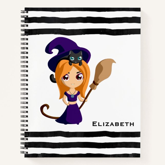 Cuaderno Bruja suave en Halloween Gorra morado (Anverso)
