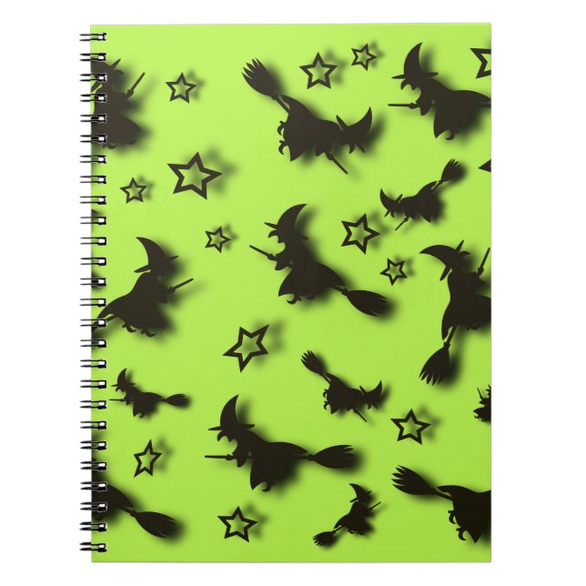 Cuaderno Bruja voladora entre las estrellas en la noche de  (Frente)