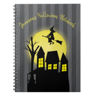 Cuaderno Bruja voladora espeluznante y aterradora de la lun
