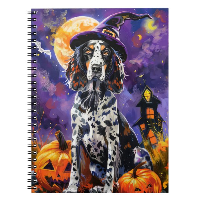 Cuaderno Bruja Y Calabaza De Halloween Del Perro De La Infl (Frente)