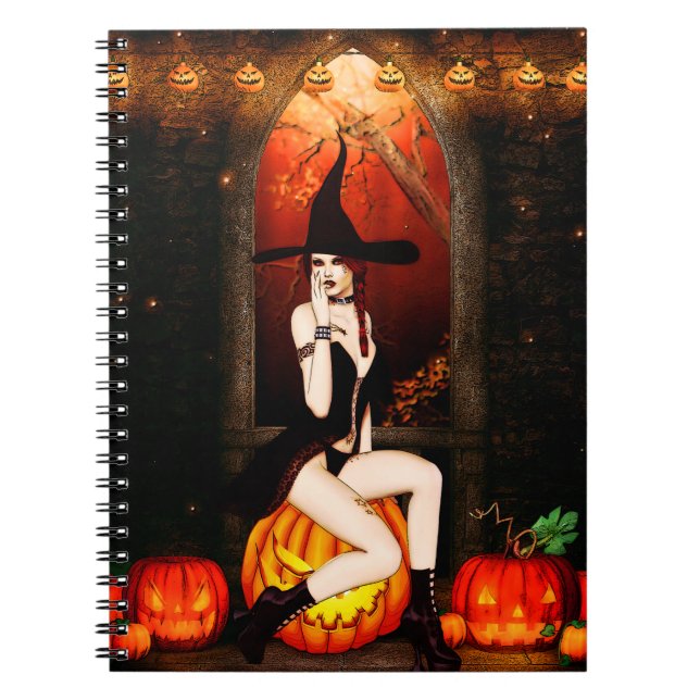 Cuaderno Bruja y calabazas de Halloween (Frente)