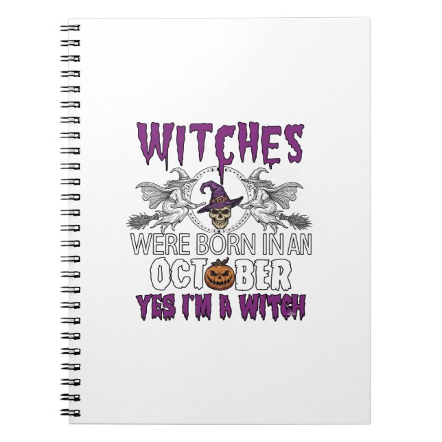 Cuaderno Brujas Octubre Halloween Calavera Sombrero de Bruj (Frente)