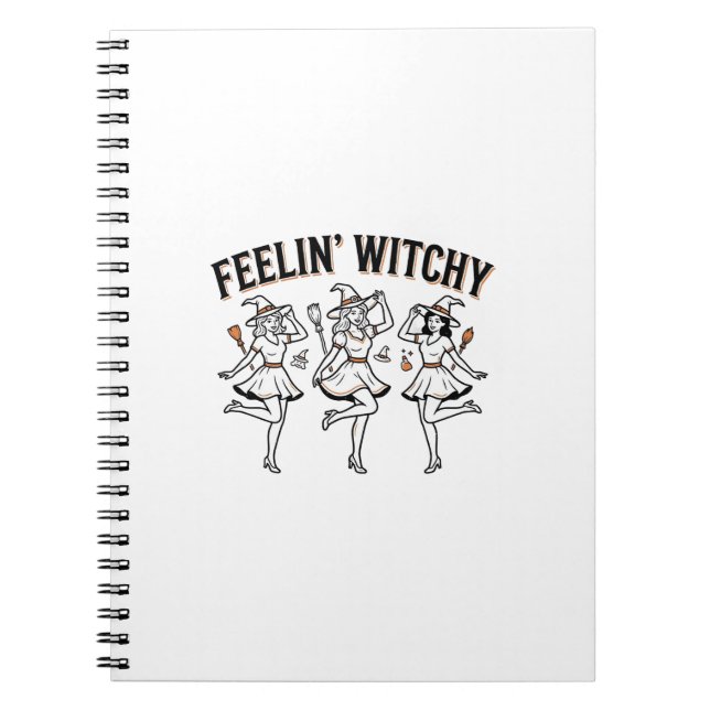 Cuaderno Brujas Retro de Halloween Sintiéndose Brujas (Frente)