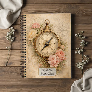 Cuaderno Brújula antigua con rosas