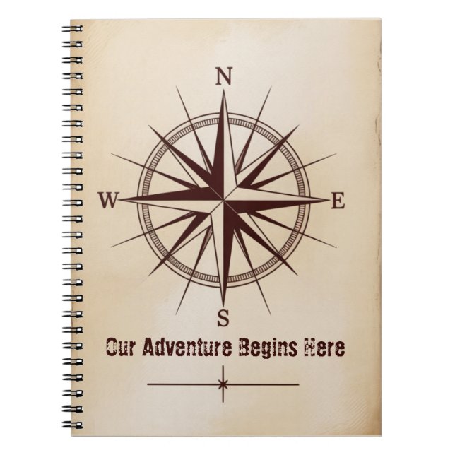 Cuaderno Brújula de Coordenadas de Destino | Boda de Viaje (Frente)