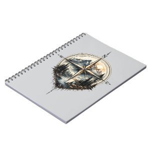 Cuaderno Brújula de montaña vintage aventura al aire libre 