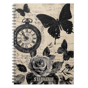 Cuaderno Brújula Mariposa Floral Sepia Vagabundeo