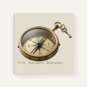 Cuaderno Brújula Vintage y Cita de Aventura con Llave