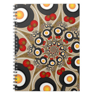 Cuaderno Brunch Fractal Art Comida divertida, Tomates, Huev