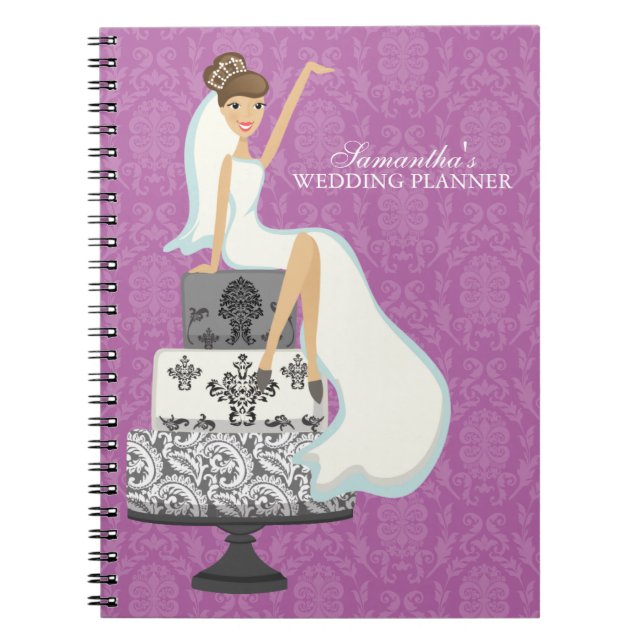 Cuaderno Brunette Bride sobre el Pastel de Boda {orquídea} (Frente)
