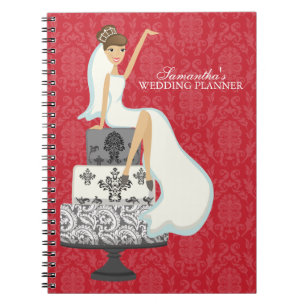 Cuaderno Brunette Bride sobre el Pastel de Boda {red}